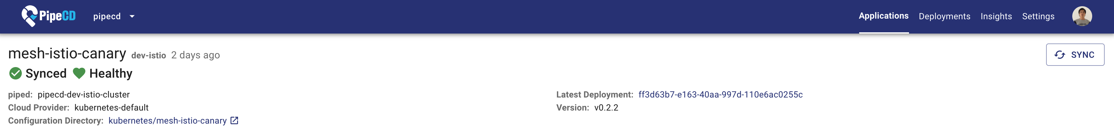 A screenshot of displaying a ‘SYNCED’ state