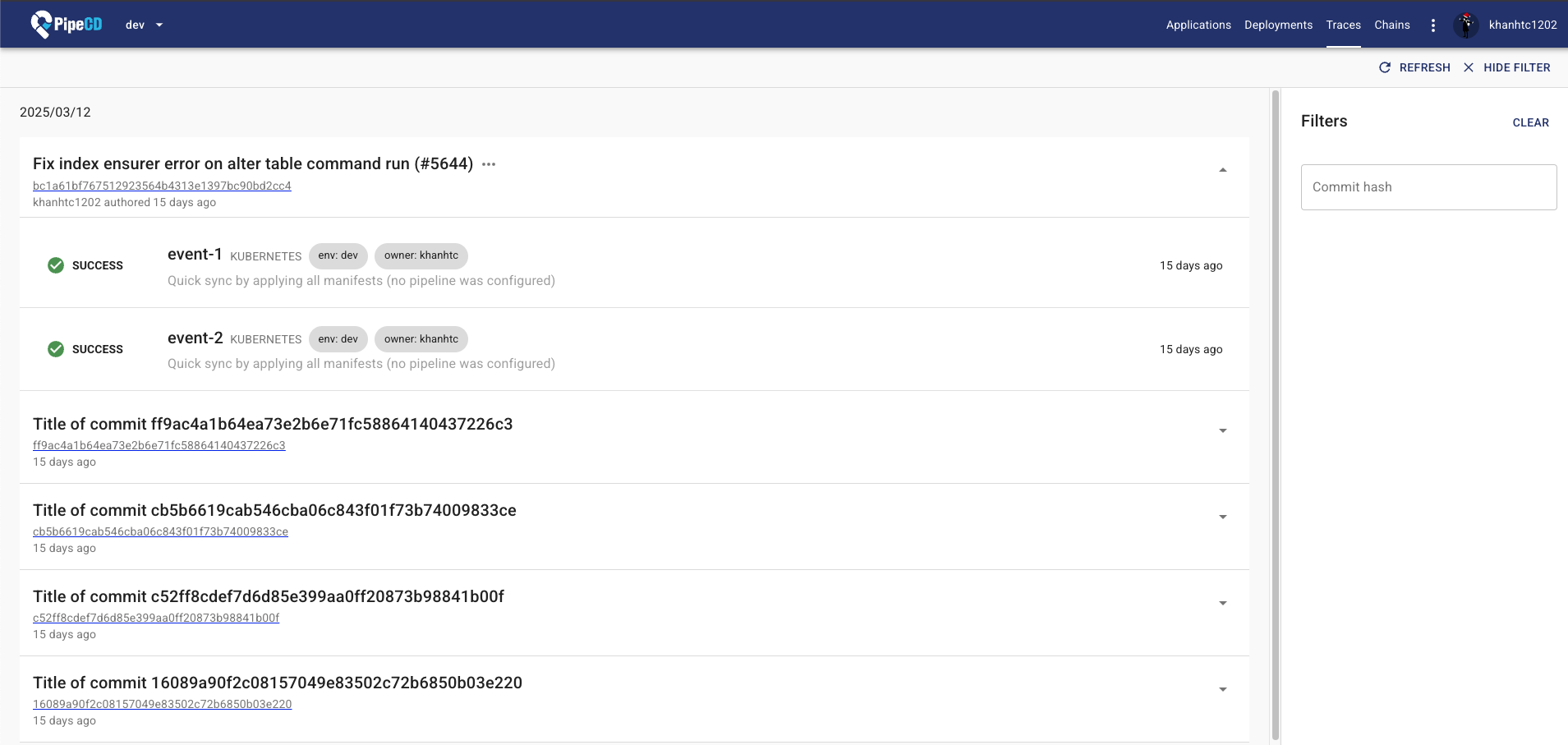 Deployment Trace feature