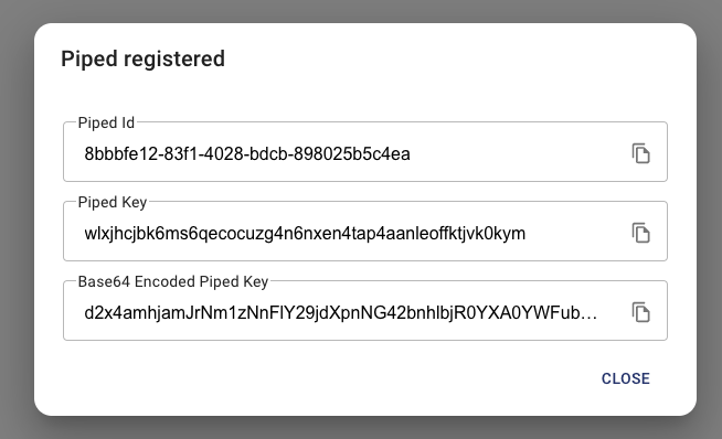 A successfully registered piped